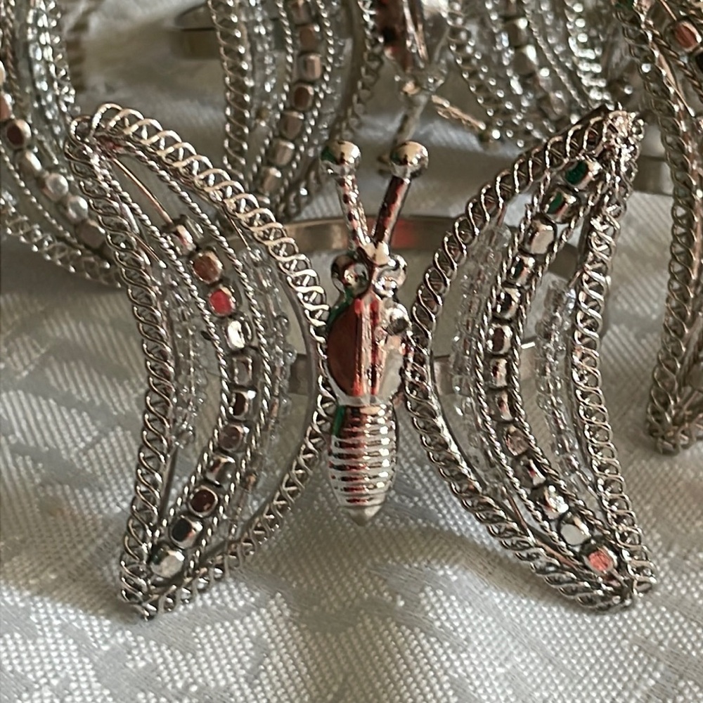 Butterflies Napkin rings in silver tone set of 6